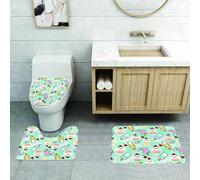 QRFASFZO Set Tappeti Bagno 3 Pezzi in Microfibra, Tappeti Assorbente Antiscivolo,Decorazioni per gelato, cupcakes dolci con figure di volti, coni bar creativi lus1,Tappetini Doccia