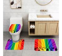 QRFASFZO Set Tappeti Bagno 3 Pezzi in Microfibra, Tappeti Assorbente Antiscivolo,Decorazioni per l'orgoglio, persone che celebrano la giornata internazionale per la comunità LG,Tappetini Doccia