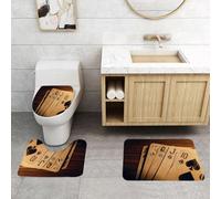 QRFASFZO Set Tappeti Bagno 3 Pezzi in Microfibra, Tappeti Assorbente Antiscivolo,Decorazioni per tornei di poker, vecchie carte, morbide e accoglienti,Tappetini Doccia