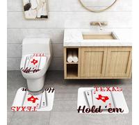 QRFASFZO Set Tappeti Bagno 3 Pezzi in Microfibra, Tappeti Assorbente Antiscivolo,Decorazioni per tornei di poker, coppia di assi a tema Texas Hold'em con mappa,Tappetini Doccia