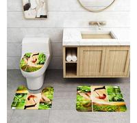 QRFASFZO Set Tappeti Bagno 3 Pezzi in Microfibra, Tappeti Assorbente Antiscivolo,Degustazione di vini e collage di vitigni Bicchiere da bere nel campo fresco Délici,Tappetini Doccia