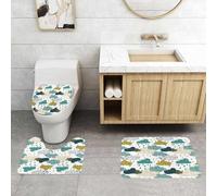 QRFASFZO Set Tappeti Bagno 3 Pezzi in Microfibra, Tappeti Assorbente Antiscivolo,Diverse nuvole a spirale, vortici e grunge creano un'immagine iconica di settembre, pioggia, se,Tappetini Doccia