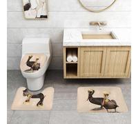 QRFASFZO Set Tappeti Bagno 3 Pezzi in Microfibra, Tappeti Assorbente Antiscivolo,due pellicani bruni adulti, paralleli tra loro, su palafitte che sporgono dall'acqua.,Tappetini Doccia