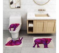 QRFASFZO Set Tappeti Bagno 3 Pezzi in Microfibra, Tappeti Assorbente Antiscivolo,Elefante africano rosa su sfondo bianco che mostra un elefante in ombre audaci e colorate,Tappetini Doccia