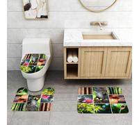 QRFASFZO Set Tappeti Bagno 3 Pezzi in Microfibra, Tappeti Assorbente Antiscivolo,Elementi zen di tranquillità e spiritualità, pensiero di pace, simbolo di pace, immagine di pac,Tappetini Doccia
