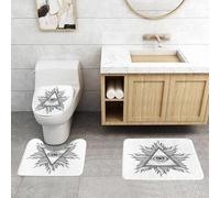QRFASFZO Set Tappeti Bagno 3 Pezzi in Microfibra, Tappeti Assorbente Antiscivolo,Emblema mistico triangolare con un occhio al centro, circondato da raggi fluenti si a quelli de,Tappetini Doccia