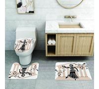QRFASFZO Set Tappeti Bagno 3 Pezzi in Microfibra, Tappeti Assorbente Antiscivolo,Festa in toga, donne greche con architettura di anfore e rami di ulivo modello popolare cultura,Tappetini Doccia