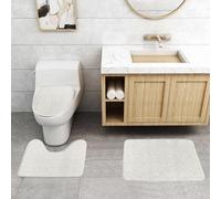 QRFASFZO Set Tappeti Bagno 3 Pezzi in Microfibra, Tappeti Assorbente Antiscivolo,Fiocchi invernali stilizzati con motivo a cresta esagonale in mosaico,Tappetini Doccia