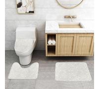 QRFASFZO Set Tappeti Bagno 3 Pezzi in Microfibra, Tappeti Assorbente Antiscivolo,Fiocchi invernali stilizzati con motivo a cresta esagonale in mosaico1,Tappetini Doccia