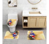 QRFASFZO Set Tappeti Bagno 3 Pezzi in Microfibra, Tappeti Assorbente Antiscivolo,Fiore acquerello, fiori di papavero, fiordaliso pastello,Tappetini Doccia
