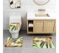 QRFASFZO Set Tappeti Bagno 3 Pezzi in Microfibra, Tappeti Assorbente Antiscivolo,Foglia di palma, sole splendente tra i rami. Effetto retrò. Foto di vacanza esotica. Decorativa,Tappetini Doccia