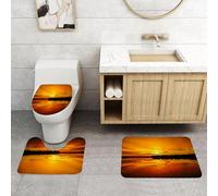 QRFASFZO Set Tappeti Bagno 3 Pezzi in Microfibra, Tappeti Assorbente Antiscivolo,Fotografia del tramonto sul lago, riflesso del cielo, natura, tramonto, riflesso dell'acqua del,Tappetini Doccia