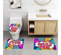 QRFASFZO Set Tappeti Bagno 3 Pezzi in Microfibra, Tappeti Assorbente Antiscivolo,Fumetto Baciami. Messaggio in stile fumetto pop art.,Tappetini Doccia