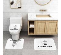 QRFASFZO Set Tappeti Bagno 3 Pezzi in Microfibra, Tappeti Assorbente Antiscivolo,Gatto unicorno, citazione umoristica Disegno a mano un gatto unicorno,Tappetini Doccia