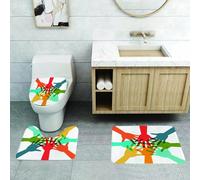 QRFASFZO Set Tappeti Bagno 3 Pezzi in Microfibra, Tappeti Assorbente Antiscivolo,Giovani, tema di cooperazione comunitaria Mani colorate insieme accordo lavoro di squadra partn,Tappetini Doccia