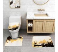 QRFASFZO Set Tappeti Bagno 3 Pezzi in Microfibra, Tappeti Assorbente Antiscivolo,Gondola, imbarcazione veneziana in legno, e chiesa cattolica romana, Basilica di Santa Maria, s,Tappetini Doccia
