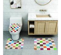 QRFASFZO Set Tappeti Bagno 3 Pezzi in Microfibra, Tappeti Assorbente Antiscivolo,Grande patchwork di motivi diversi Classico tradizionale,Tappetini Doccia