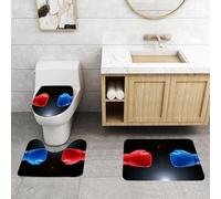 QRFASFZO Set Tappeti Bagno 3 Pezzi in Microfibra, Tappeti Assorbente Antiscivolo,Guantoni da boxe rossi e blu in uno scontro, su sfondo nero, a indicare un conflitto,Tappetini Doccia
