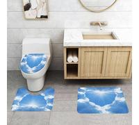 QRFASFZO Set Tappeti Bagno 3 Pezzi in Microfibra, Tappeti Assorbente Antiscivolo,Il cielo, il sole splende attraverso le nuvole, formando una forma a forma di cuore,Tappetini Doccia