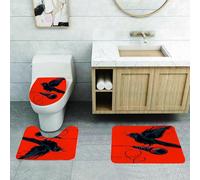 QRFASFZO Set Tappeti Bagno 3 Pezzi in Microfibra, Tappeti Assorbente Antiscivolo,Il corvo tiene in mano un microfono, tema rock, festa, cantante gotico,Tappetini Doccia