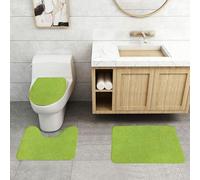 QRFASFZO Set Tappeti Bagno 3 Pezzi in Microfibra, Tappeti Assorbente Antiscivolo,Il paesaggio del prato verde vivido evoca un senso di tranquillità e bellezza naturale,Tappetini Doccia