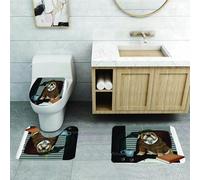 QRFASFZO Set Tappeti Bagno 3 Pezzi in Microfibra, Tappeti Assorbente Antiscivolo,Il segreto del costume da detective canino del Bulldog Sherlock Bulldog, il cane detective bull,Tappetini Doccia