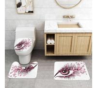 QRFASFZO Set Tappeti Bagno 3 Pezzi in Microfibra, Tappeti Assorbente Antiscivolo,Illustrazione vettoriale di un bellissimo occhio femminile con farfalle,Tappetini Doccia