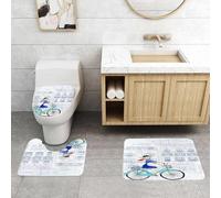 QRFASFZO Set Tappeti Bagno 3 Pezzi in Microfibra, Tappeti Assorbente Antiscivolo,illustrazione vettoriale di una donna in bicicletta a Parigi,Tappetini Doccia