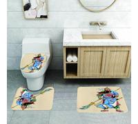 QRFASFZO Set Tappeti Bagno 3 Pezzi in Microfibra, Tappeti Assorbente Antiscivolo,Illustrazione vibrante di una figura mitica nella storia cinese, in splendide vesti blu con arm,Tappetini Doccia