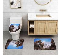 QRFASFZO Set Tappeti Bagno 3 Pezzi in Microfibra, Tappeti Assorbente Antiscivolo,immagine selezionata di un'aquila calva dorata che riposa sulla cima della montagna,Tappetini Doccia