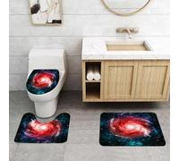 QRFASFZO Set Tappeti Bagno 3 Pezzi in Microfibra, Tappeti Assorbente Antiscivolo,Incredibile galattico: una galassia rossa radiosa avvolta in sfumature nebulose,Tappetini Doccia
