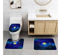 QRFASFZO Set Tappeti Bagno 3 Pezzi in Microfibra, Tappeti Assorbente Antiscivolo,Insieme della costellazione dello zodiaco. Ariete Gemelli Cancro Leone Vergine Scorpione Bilanc,Tappetini Doccia