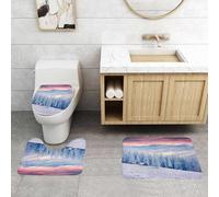 QRFASFZO Set Tappeti Bagno 3 Pezzi in Microfibra, Tappeti Assorbente Antiscivolo,Inverno, alba nel paesaggio invernale, tovagliette resistenti al calore,Tappetini Doccia