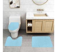 QRFASFZO Set Tappeti Bagno 3 Pezzi in Microfibra, Tappeti Assorbente Antiscivolo,Inverno, motivo di nevicata morbida con punti su sfondo blu,Tappetini Doccia