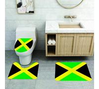 QRFASFZO Set Tappeti Bagno 3 Pezzi in Microfibra, Tappeti Assorbente Antiscivolo,La bandiera della Giamaica, con il suo audace disegno verde, nero e giallo, è il simbolo eterno,Tappetini Doccia