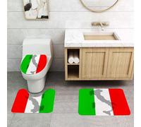 QRFASFZO Set Tappeti Bagno 3 Pezzi in Microfibra, Tappeti Assorbente Antiscivolo,La bandiera iconica dell'Italia, verde, bianca e rossa, simbolo dell'identità nazionale,Tappetini Doccia