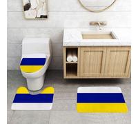 QRFASFZO Set Tappeti Bagno 3 Pezzi in Microfibra, Tappeti Assorbente Antiscivolo,La bandiera ucraina, con i suoi colori unici: bianco, blu e giallo, indica unità e identità,Tappetini Doccia