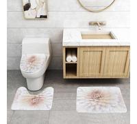 QRFASFZO Set Tappeti Bagno 3 Pezzi in Microfibra, Tappeti Assorbente Antiscivolo,La delicata e artistica dalia bianca mostra la sua intricata struttura di petali,Tappetini Doccia