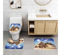 QRFASFZO Set Tappeti Bagno 3 Pezzi in Microfibra, Tappeti Assorbente Antiscivolo,La Grande Sfinge tra le Piramidi di Chefren e Micerino di Giza, Cairo, Egitto,Tappetini Doccia