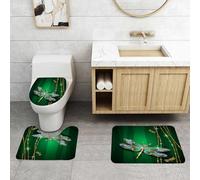 QRFASFZO Set Tappeti Bagno 3 Pezzi in Microfibra, Tappeti Assorbente Antiscivolo,La libellula, vivide figure di eleganza nel diamante di pietra preziosa descrive gli effetti ar,Tappetini Doccia