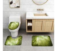 QRFASFZO Set Tappeti Bagno 3 Pezzi in Microfibra, Tappeti Assorbente Antiscivolo,La luce del sole penetra attraverso le lussureggianti foglie verdi, creando una scena pacifica,Tappetini Doccia