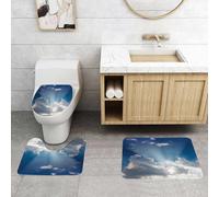QRFASFZO Set Tappeti Bagno 3 Pezzi in Microfibra, Tappeti Assorbente Antiscivolo,La luce del sole penetra attraverso le nuvole nel cielo blu profondo, formando uno scenario nat,Tappetini Doccia