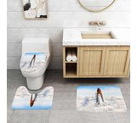 QRFASFZO Set Tappeti Bagno 3 Pezzi in Microfibra, Tappeti Assorbente Antiscivolo,La navetta che corre tra le nuvole, la navetta viene avviata tra le nuvole e la scena ispiratri,Tappetini Doccia