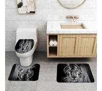 QRFASFZO Set Tappeti Bagno 3 Pezzi in Microfibra, Tappeti Assorbente Antiscivolo,La tigre bianca è in cerca di cibo nella foresta. Panthera tigris corbetti nel suo habitat natu,Tappetini Doccia