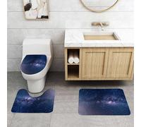 QRFASFZO Set Tappeti Bagno 3 Pezzi in Microfibra, Tappeti Assorbente Antiscivolo,La Via Lattea con stelle e polvere spaziale durante una notte stellata.,Tappetini Doccia