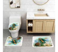 QRFASFZO Set Tappeti Bagno 3 Pezzi in Microfibra, Tappeti Assorbente Antiscivolo,L'affascinante mondo sottomarino, la sinfonia oceanica del compagno d'acqua, la tartaruga marin,Tappetini Doccia