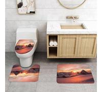 QRFASFZO Set Tappeti Bagno 3 Pezzi in Microfibra, Tappeti Assorbente Antiscivolo,Lake Decor, alba sulle Alpi svizzere con una vista magica sul paradiso naturale montano,Tappetini Doccia