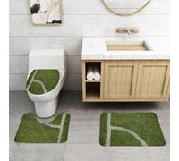 QRFASFZO Set Tappeti Bagno 3 Pezzi in Microfibra, Tappeti Assorbente Antiscivolo,L'angolo del campo da calcio sul prato, dettagli del comitato per lo spazio verde del campo da,Tappetini Doccia