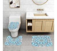 QRFASFZO Set Tappeti Bagno 3 Pezzi in Microfibra, Tappeti Assorbente Antiscivolo,L'architettura marocchina e marocchina è sta da mosaici con motivi geometrici e ste,Tappetini Doccia