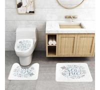 QRFASFZO Set Tappeti Bagno 3 Pezzi in Microfibra, Tappeti Assorbente Antiscivolo, lascia che il mare ti regali una grande citazione,Tappetini Doccia